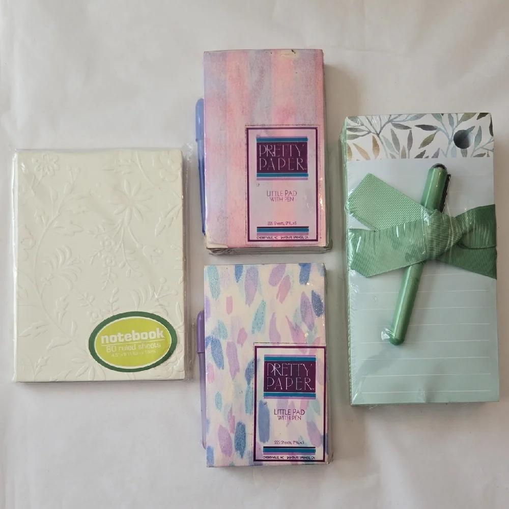 NWT 2 Vintage Pretty Paper Little Pad With Pen Sets 1 Jumbo Memo Pad 1 Mini Book